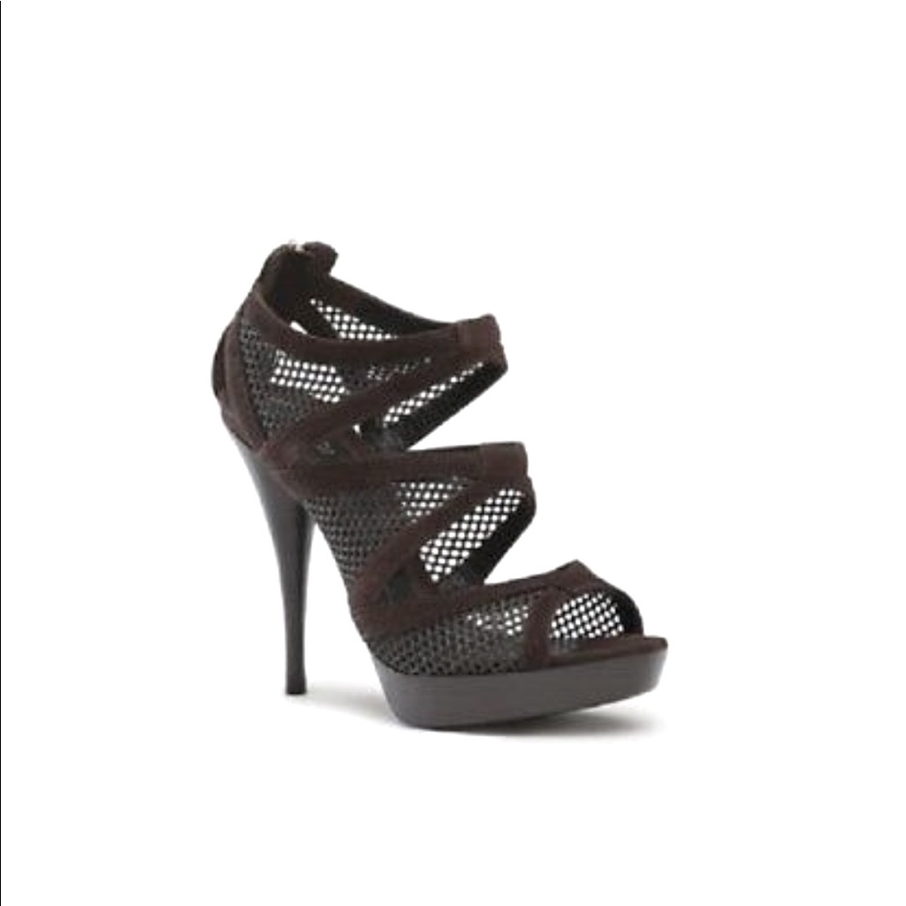 Fendi Brown Boudoir Suede Mesh Platform Stiletto